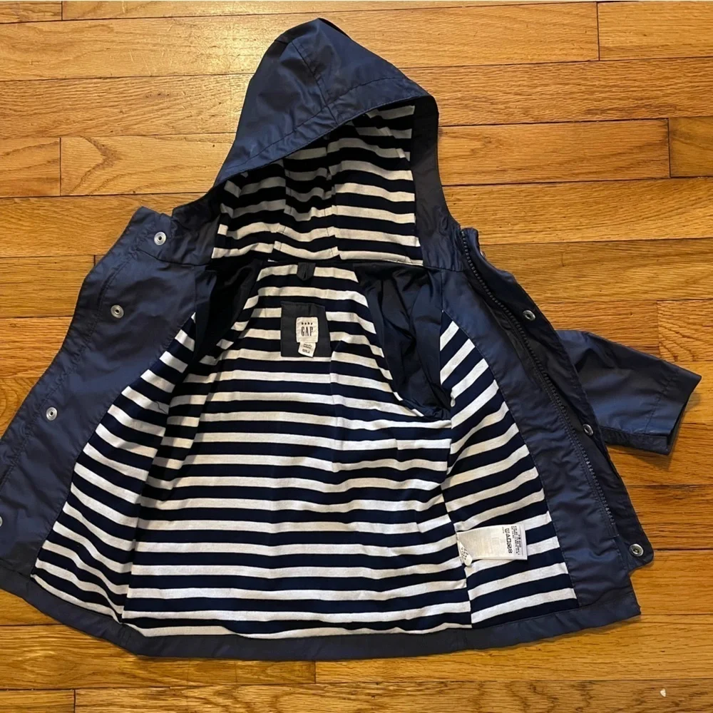 GAP | Jersey Lined Navy Blue Raincoat | 12-18 mo
